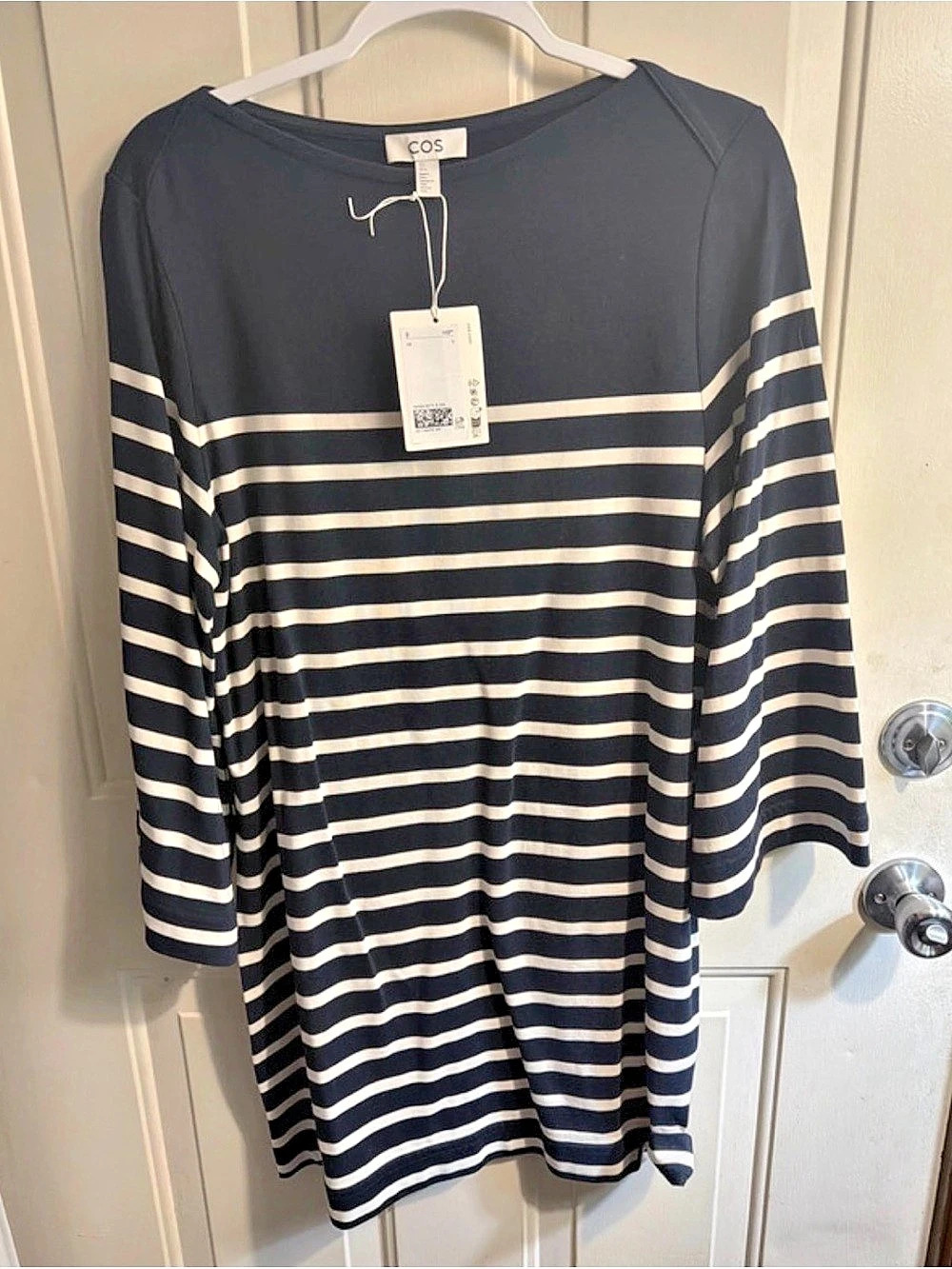 COS Striped Midi Dress in Blue & Cream NWT